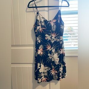 H&M Black Floral Spaghetti-Strap Mini Dress with Pink & Cream Blooms